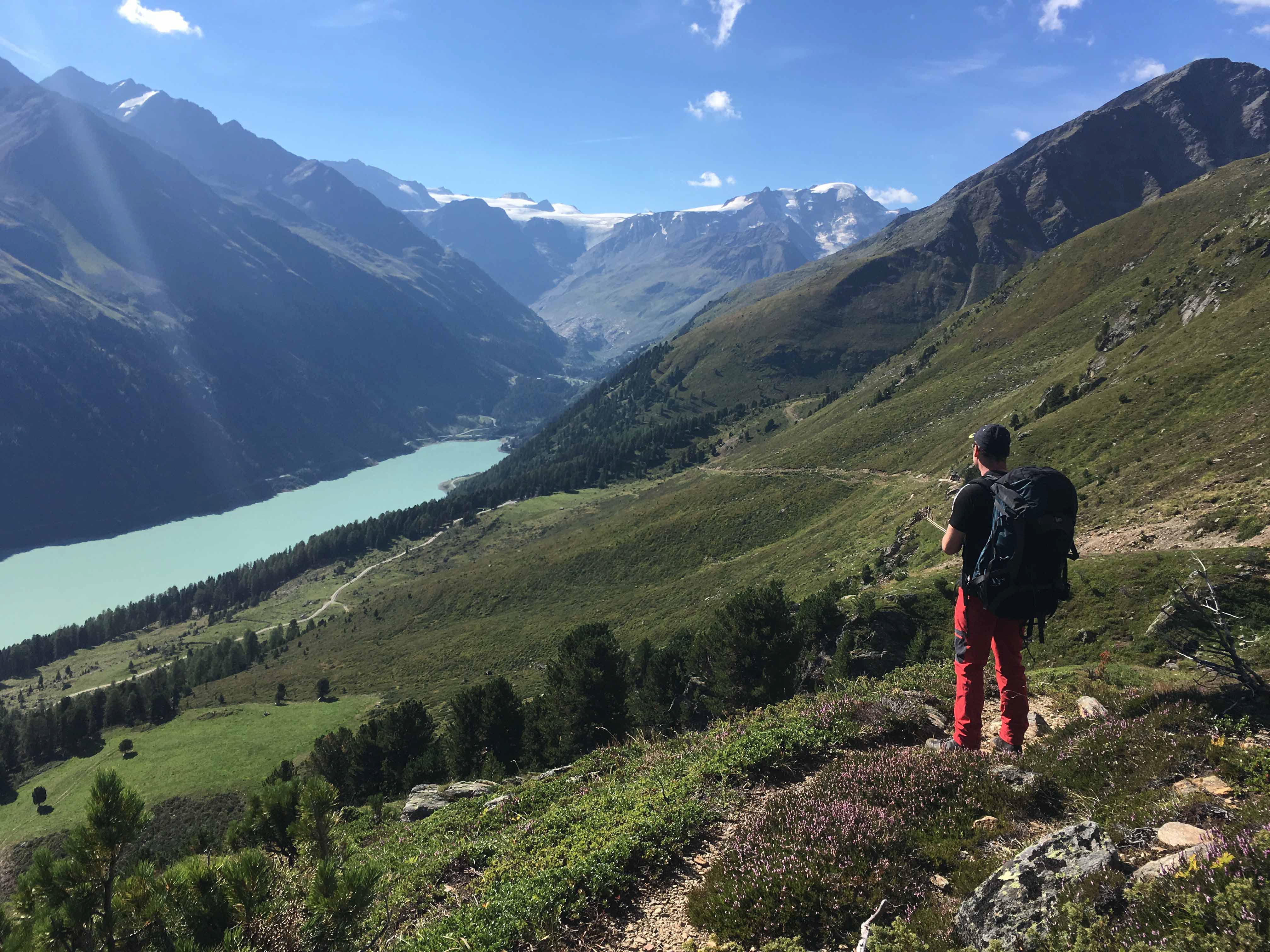 Aachener Höhenweg – Talblick vom Kreuzjöchl auf den Gepatschstausee